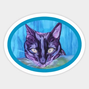 Green Eyed Black Cat Sticker